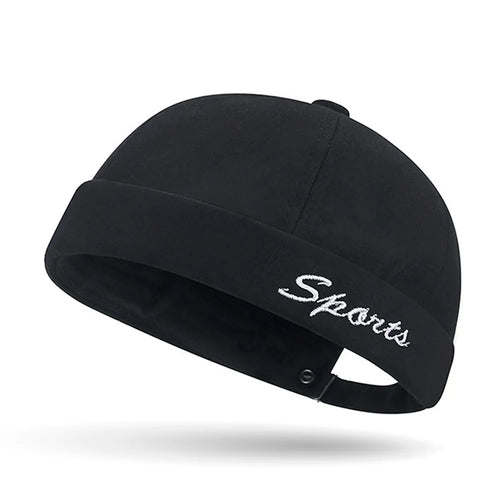 Black Brimless Cotton Cap