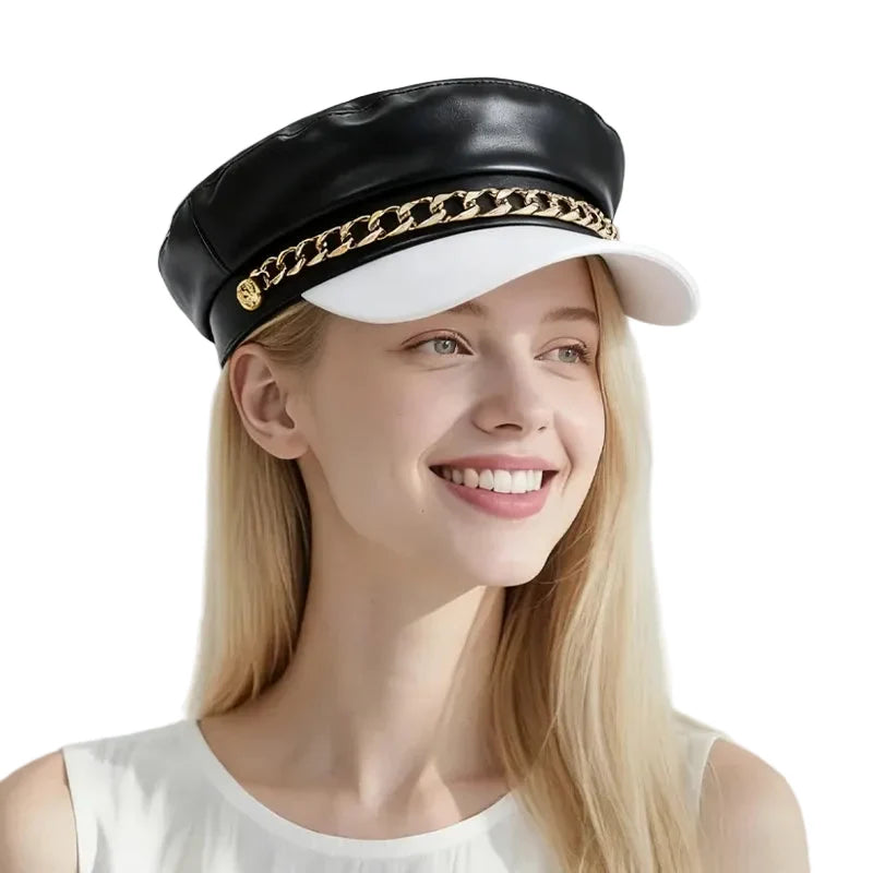 Springfield Golden Chain Bicolor Leather Sailor Cap
