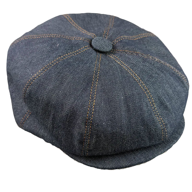 Staffordshire Vintage Blue Denim Newsboy Cap