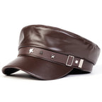 Stars Leather Breton Sailor Cap