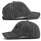 Stars Scratched Washed Cotton Baseball Cap