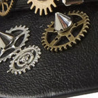 Steampunk Gears Black Leather Sailor Cap