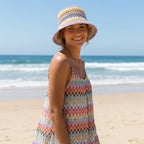 Summer Multicolor Wide Brim Bucket Crochet Hat