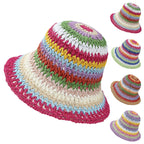 Summer Multicolor Wide Brim Bucket Crochet Hat