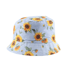 Sunflowers Striped Cotton Bucket Hat