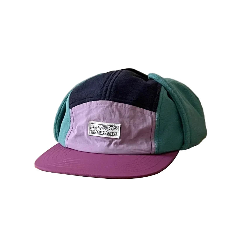 Sunset Flower Winter Earflaps Baseball Cap