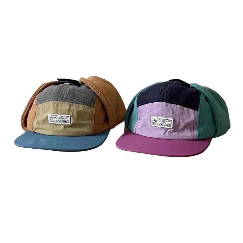 Sunset Flower Winter Earflaps Baseball Cap