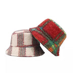 Tarly Winter Plaid Fur Bucket Hat