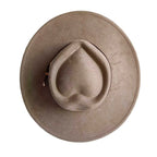 Beige heart-shaped suede hat – unique fashion hat side view