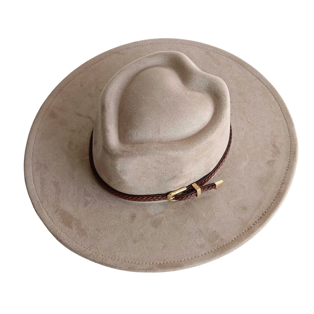 Beige heart-shaped suede hat – unique fashion hat