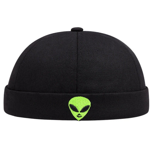 Black Brimless Docker Cap