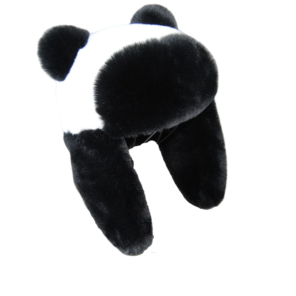 The Panda Bear Winter Fur Bomber Hat