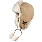The Ribbon Winter Leather Pom Pom Bomber Hat