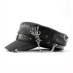 The Steampunk Death Black Leather Sailor Cap