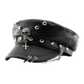 The Steampunk Death Black Leather Sailor Cap