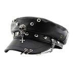 The Steampunk Death Black Leather Sailor Cap