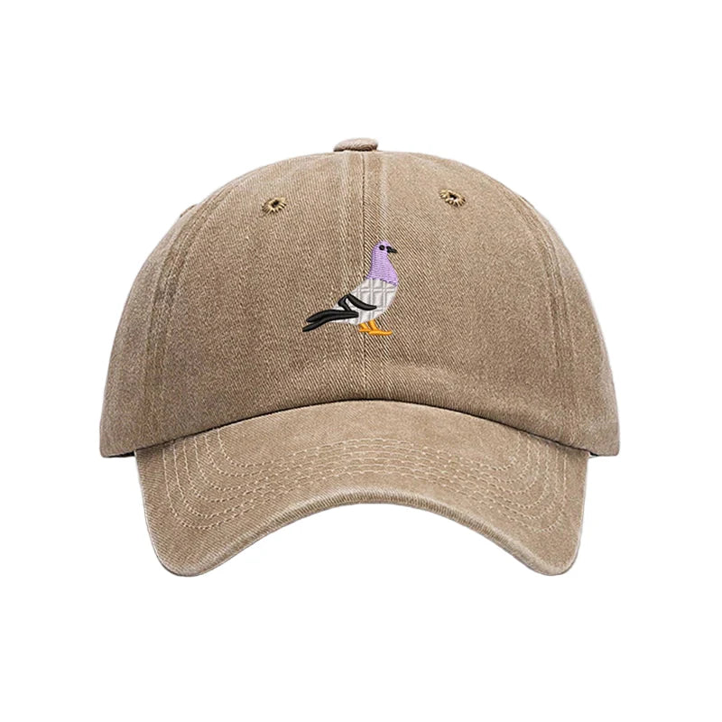 The Watching Pigeon Washed Cotton Baseball Cap