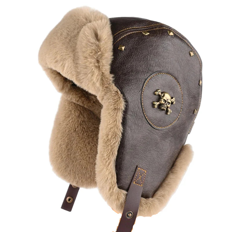The Winter Death Leather Fur Bomber Hat
