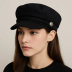 The Crown Black Cotton Sailor Cap