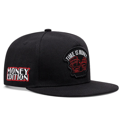 Black Snapback Cap back view