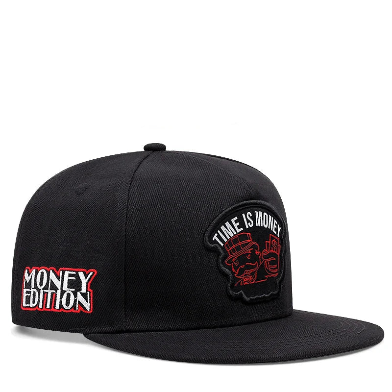 Time Is Money Black Snapback Cap