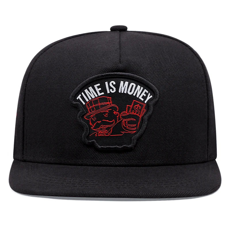 Time Is Money Black Snapback Cap