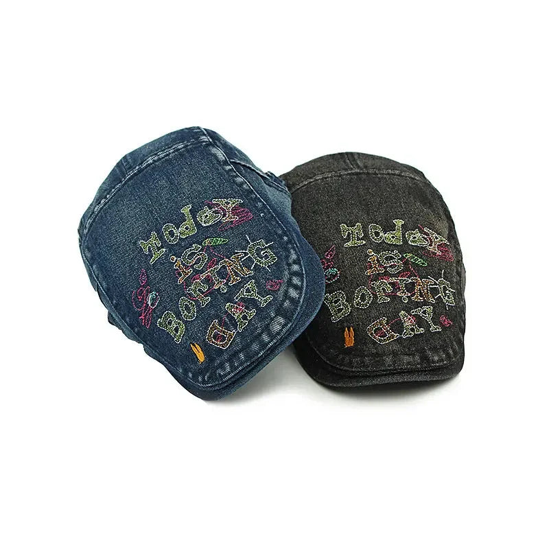 Today is Boring Day Denim Flat Cap