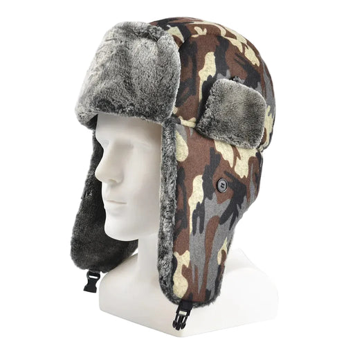 Brown Camouflage Bomber Hat