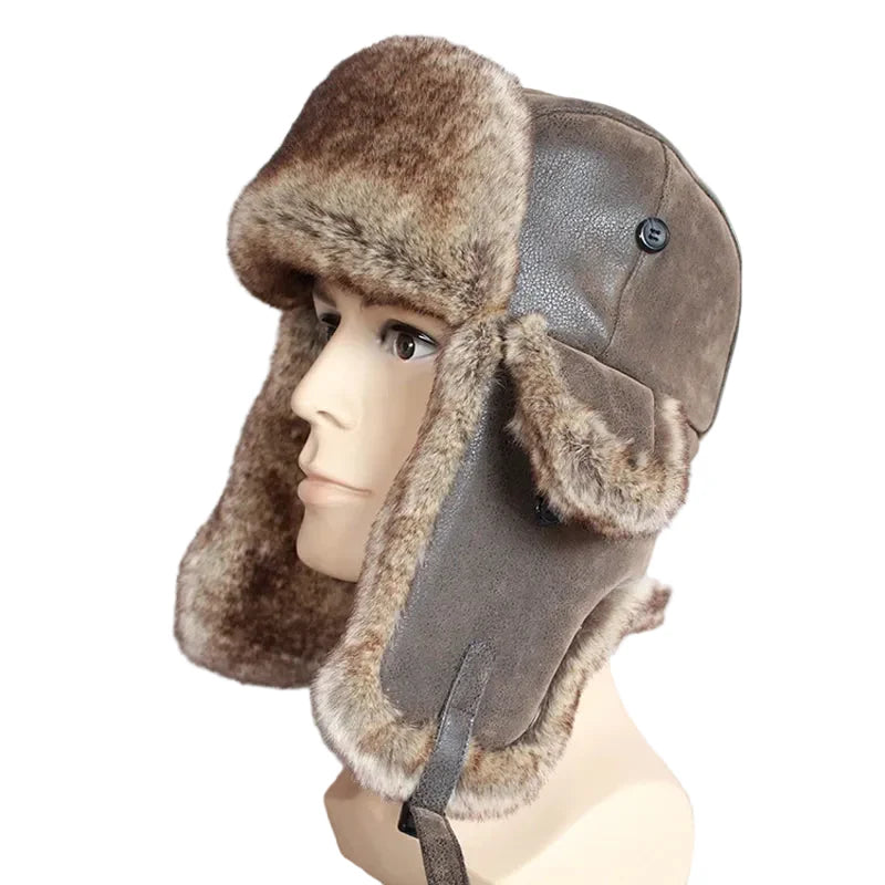 Twin Cities Leather Fur Ushanka Bomber Hat