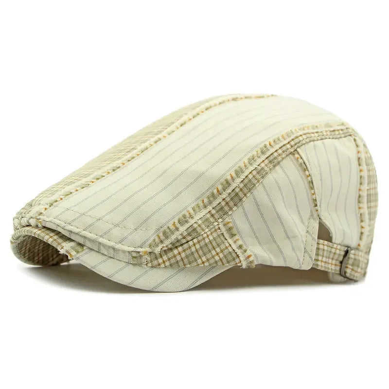 Twin Cities Tartan Striped Cotton Flat Cap