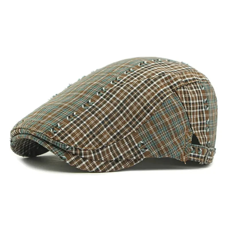 Twin Cities Tartan Striped Cotton Flat Cap