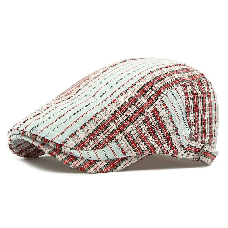 Twin Cities Tartan Striped Cotton Flat Cap