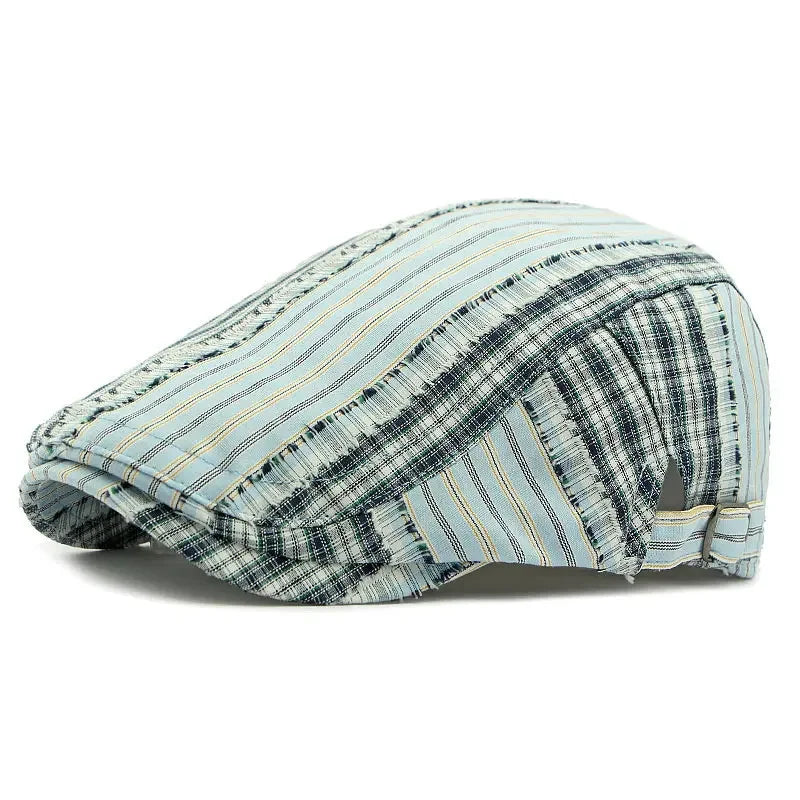 Twin Cities Tartan Striped Cotton Flat Cap