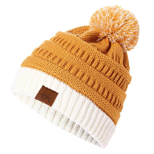 Yellow and white Bicolor Knitted Beanie