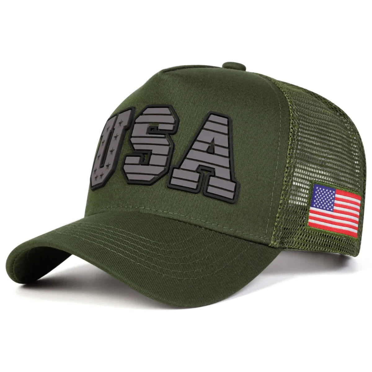 USA Flag Embroidered Trucker Cap
