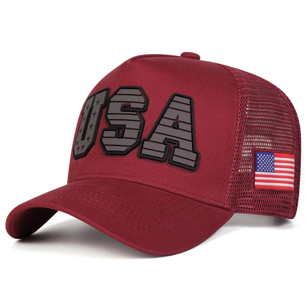 USA Flag Embroidered Trucker Cap