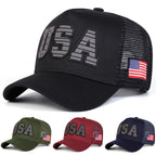 USA Flag Embroidered Trucker Cap