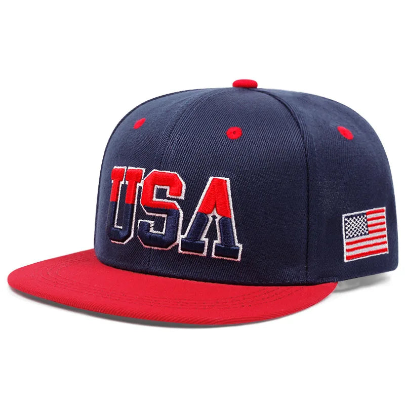 USA Flag Plain Snapback Cap