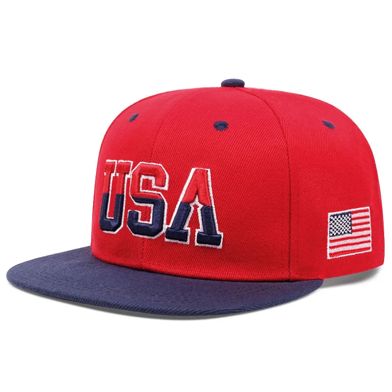 USA Flag Plain Snapback Cap