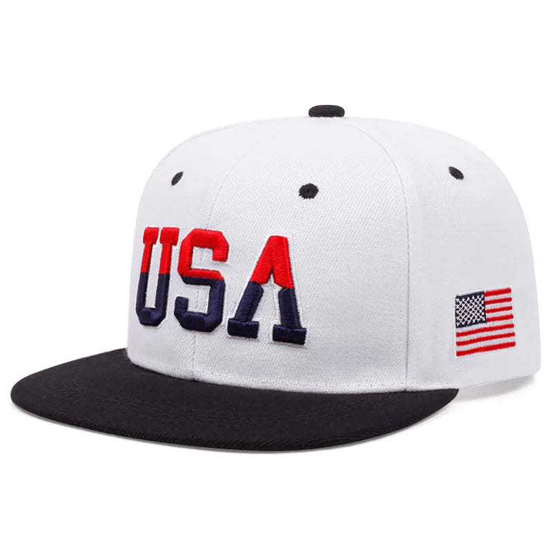 USA Flag Plain Snapback Cap