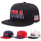 USA Flag Plain Snapback Cap