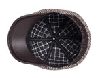 Vancouver Herringbone Genuine Leather Wool Duckbill Flat Cap