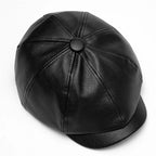 Vermillion Leather Newsboy Cap