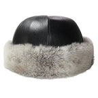 Vermont Winter Natural Rabbit Fur Genuine Leather Docker Cap