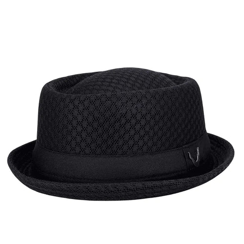 Black British Mesh Porkpie Hat
