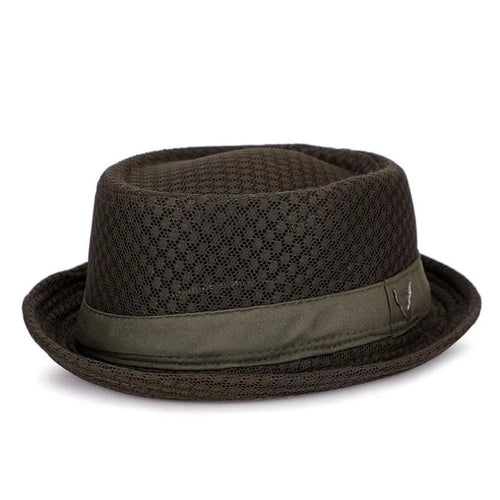 Gray British Mesh Porkpie Hat