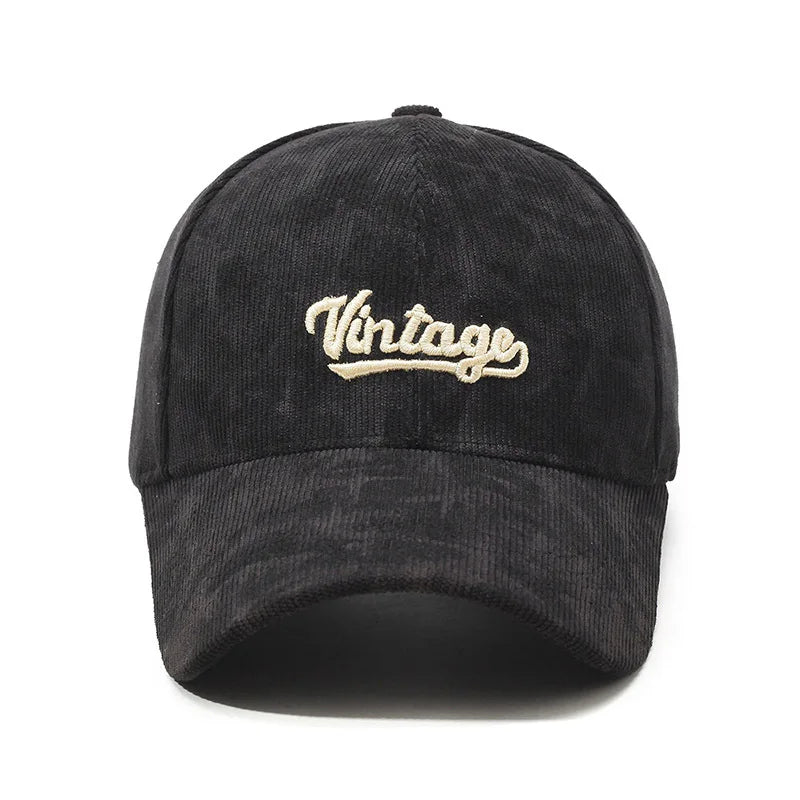 Black and white Vintage Corduroy Baseball Cap