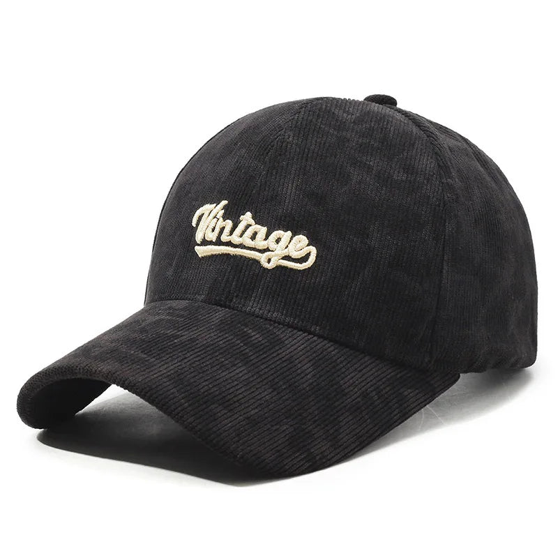 Black and white Vintage Corduroy Baseball Cap