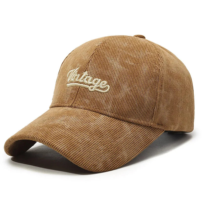 Brown Vintage Corduroy Baseball Cap