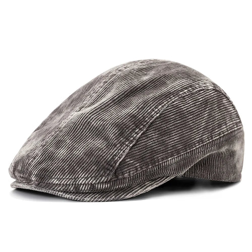 Gray Corduroy Flat Cap